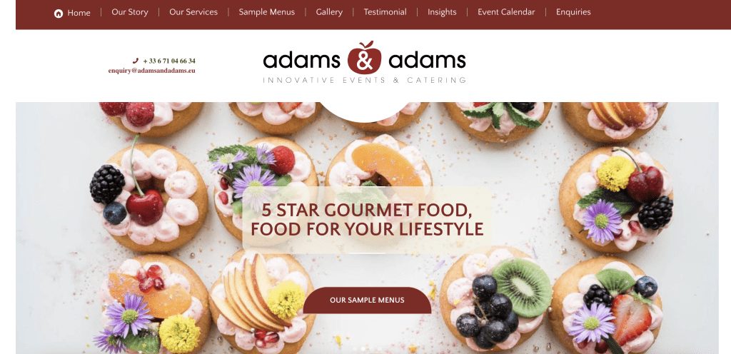 Adams-adams-catering-event-hantering-webbplats